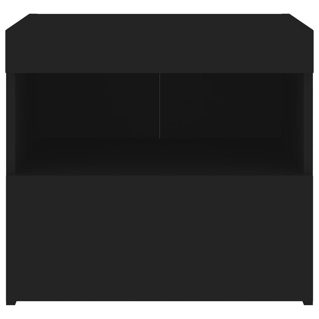 Mesa de cabeceira com luzes LED 50x40x45 cm preto