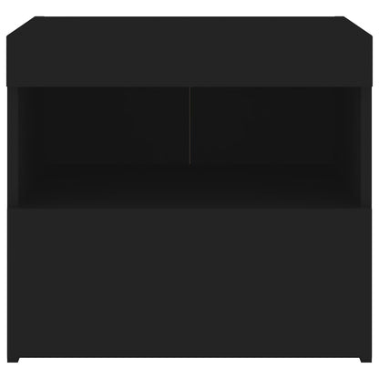Mesa de cabeceira com luzes LED 50x40x45 cm preto