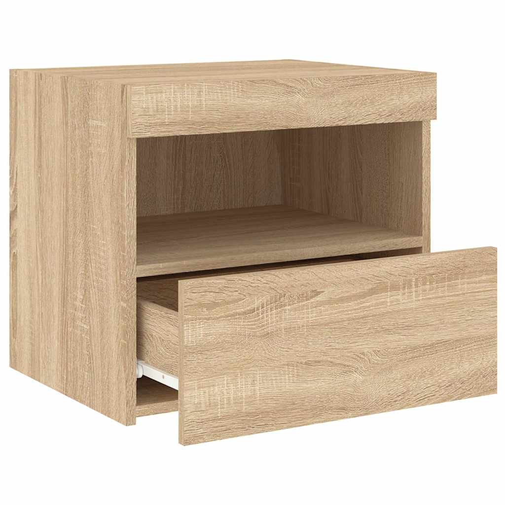 Mesa de cabeceira com luzes LED 50x40x45 cm carvalho sonoma