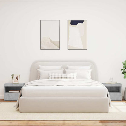 Mesas cabeceira c/ luzes LED 2 pcs 50x40x45 cm cinza-cimento