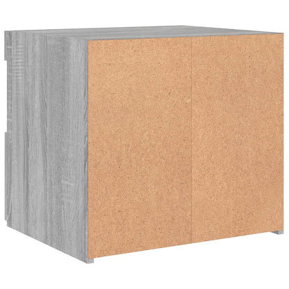 Mesa de cabeceira com luzes LED 50x40x45 cm cinzento-sonoma