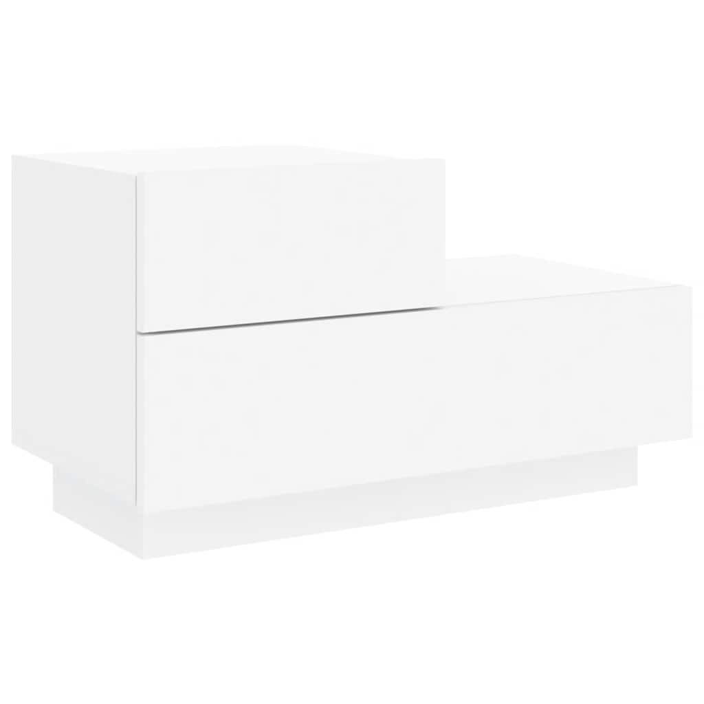 Mesa de cabeceira com luzes LED 70x36x40,5 cm branco