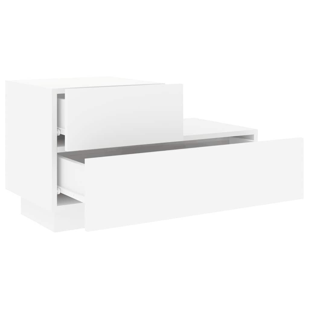 Mesa de cabeceira com luzes LED 70x36x40,5 cm branco