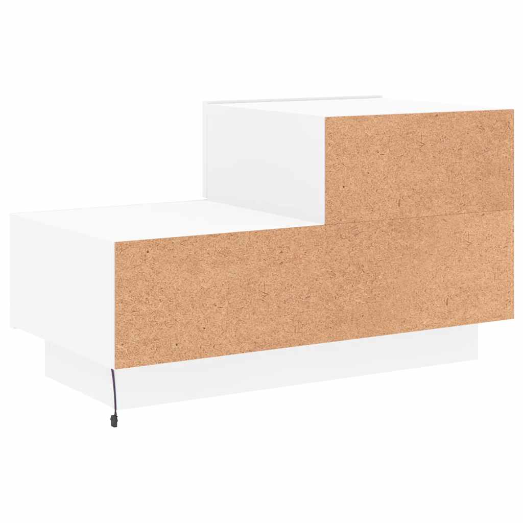 Mesa de cabeceira com luzes LED 70x36x40,5 cm branco