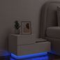 Mesa de cabeceira com luzes LED 70x36x40,5 cm branco