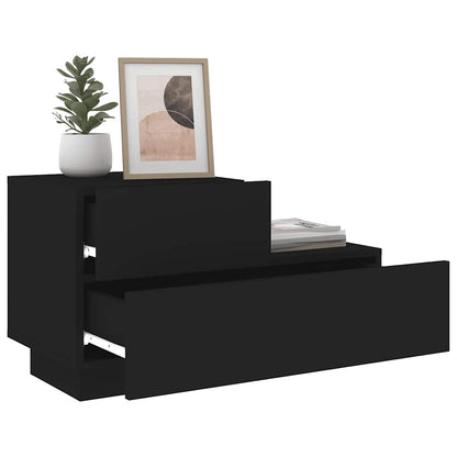 Mesa de cabeceira com luzes LED 70x36x40,5 cm preto