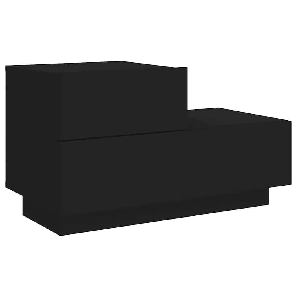 Mesa de cabeceira com luzes LED 70x36x40,5 cm preto