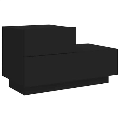 Mesa de cabeceira com luzes LED 70x36x40,5 cm preto