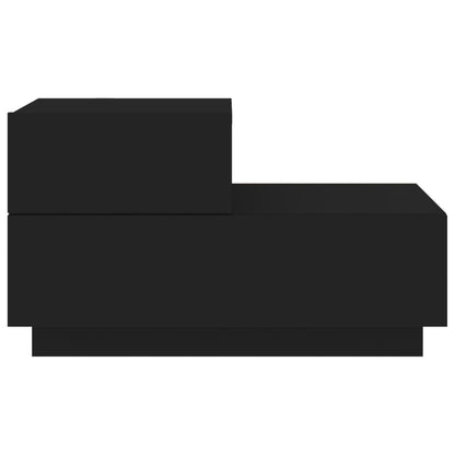 Mesa de cabeceira com luzes LED 70x36x40,5 cm preto