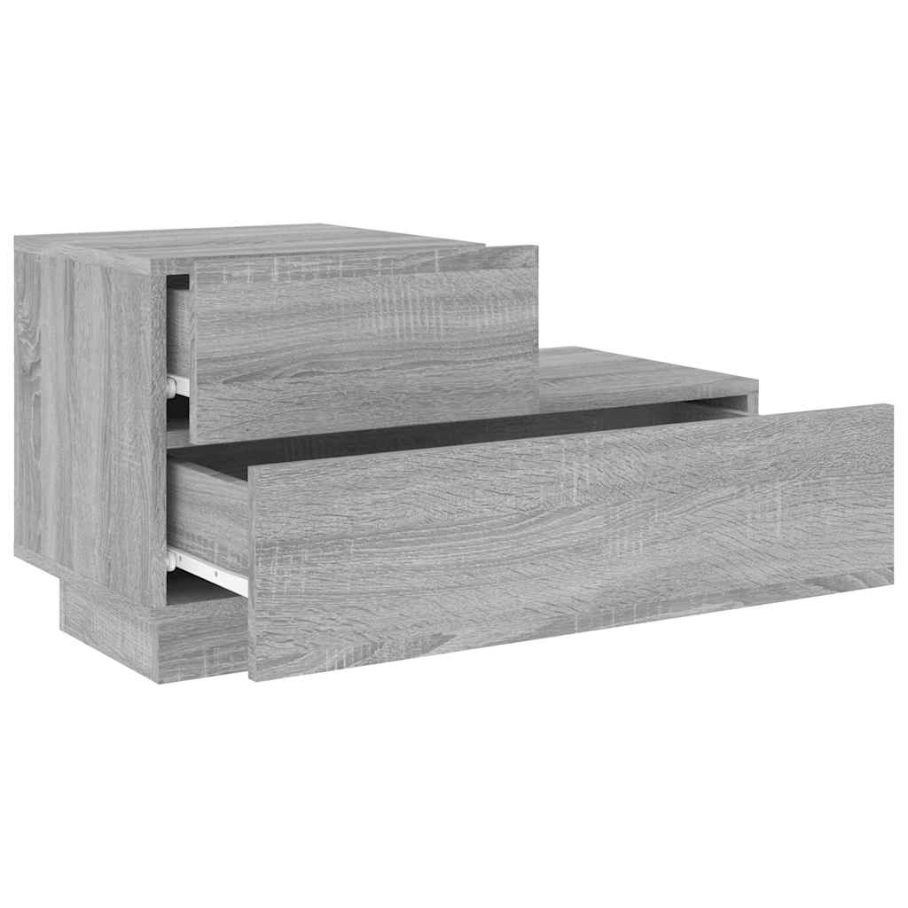 Mesa de cabeceira com luzes LED 70x36x40,5 cm cinzento-sonoma