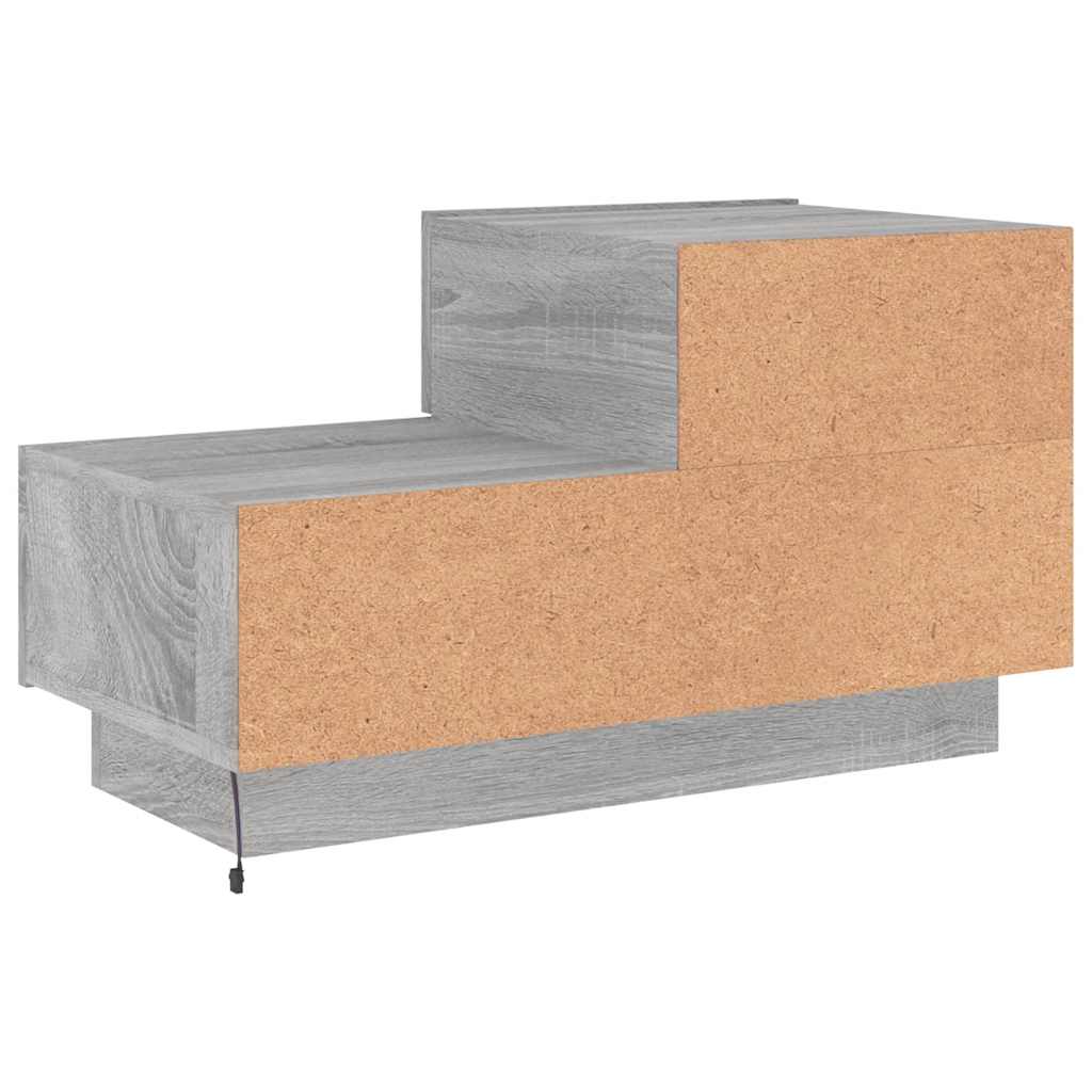 Mesa de cabeceira com luzes LED 70x36x40,5 cm cinzento-sonoma
