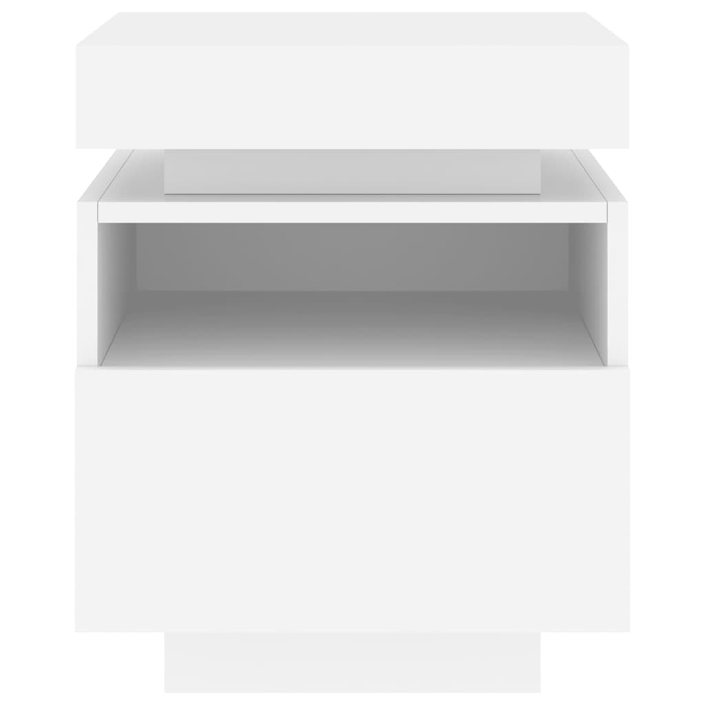 Mesa de cabeceira com luzes LED 40x39x48,5 cm branco