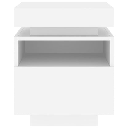 Mesa de cabeceira com luzes LED 40x39x48,5 cm branco