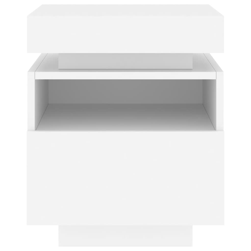 Mesas de cabeceira c/ luzes LED 2 pcs 40x39x48,5 cm branco