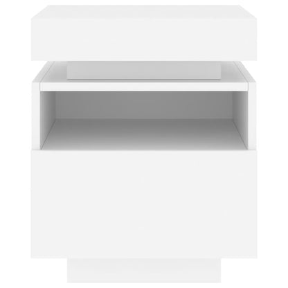 Mesas de cabeceira c/ luzes LED 2 pcs 40x39x48,5 cm branco