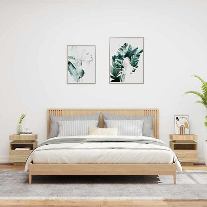 Mesas cabeceira c/ luzes LED 2 pcs 40x39x48,5cm carvalho sonoma