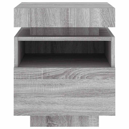 Mesa de cabeceira com luzes LED 40x39x48,5 cm cinzento-sonoma