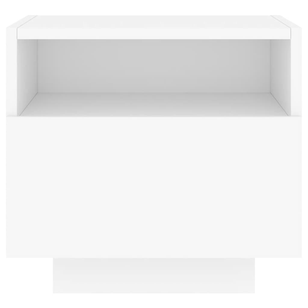 Mesa de cabeceira com luzes LED 40x39x37 cm branco