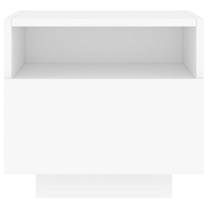 Mesa de cabeceira com luzes LED 40x39x37 cm branco