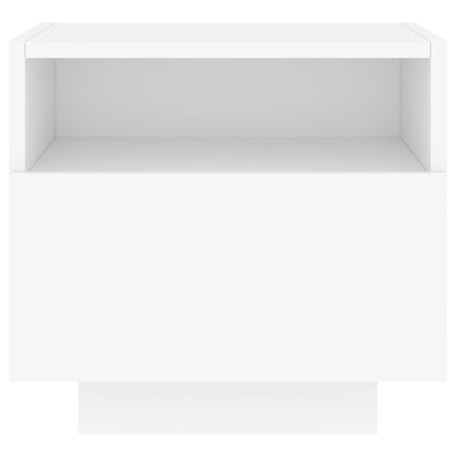 Mesas de cabeceira com luzes LED 2 pcs 40x39x37 cm branco