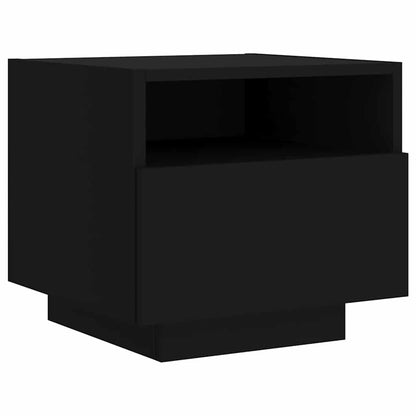 Mesas de cabeceira c/ luzes LED 2 pcs 40x39x37 cm preto
