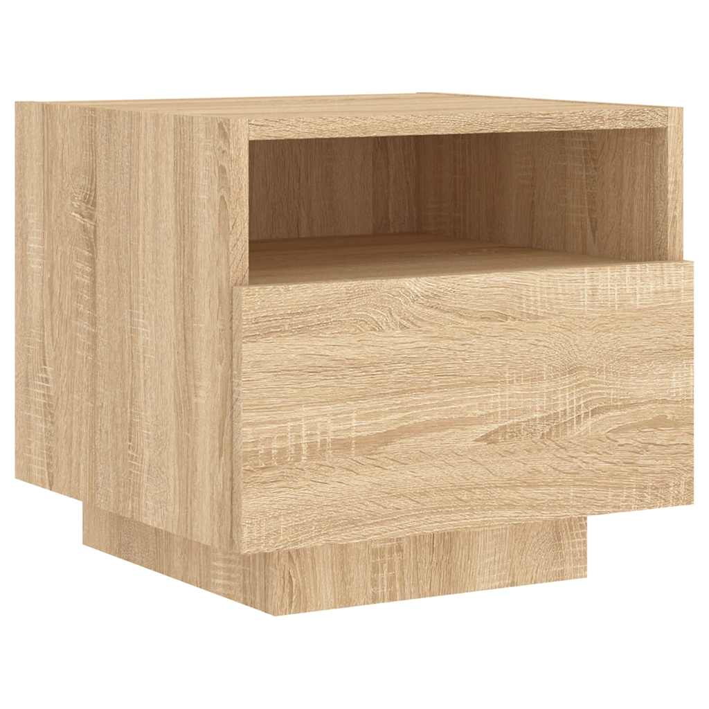 Mesa de cabeceira com luzes LED 40x39x37 cm carvalho sonoma
