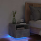 Mesa de cabeceira com luzes LED 40x39x37 cm cinzento-cimento