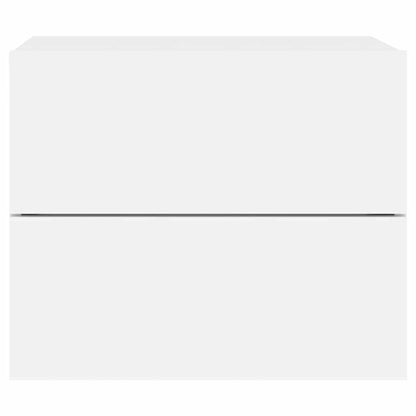 Mesas de cabeceira de parede com luzes LED 2 pcs branco