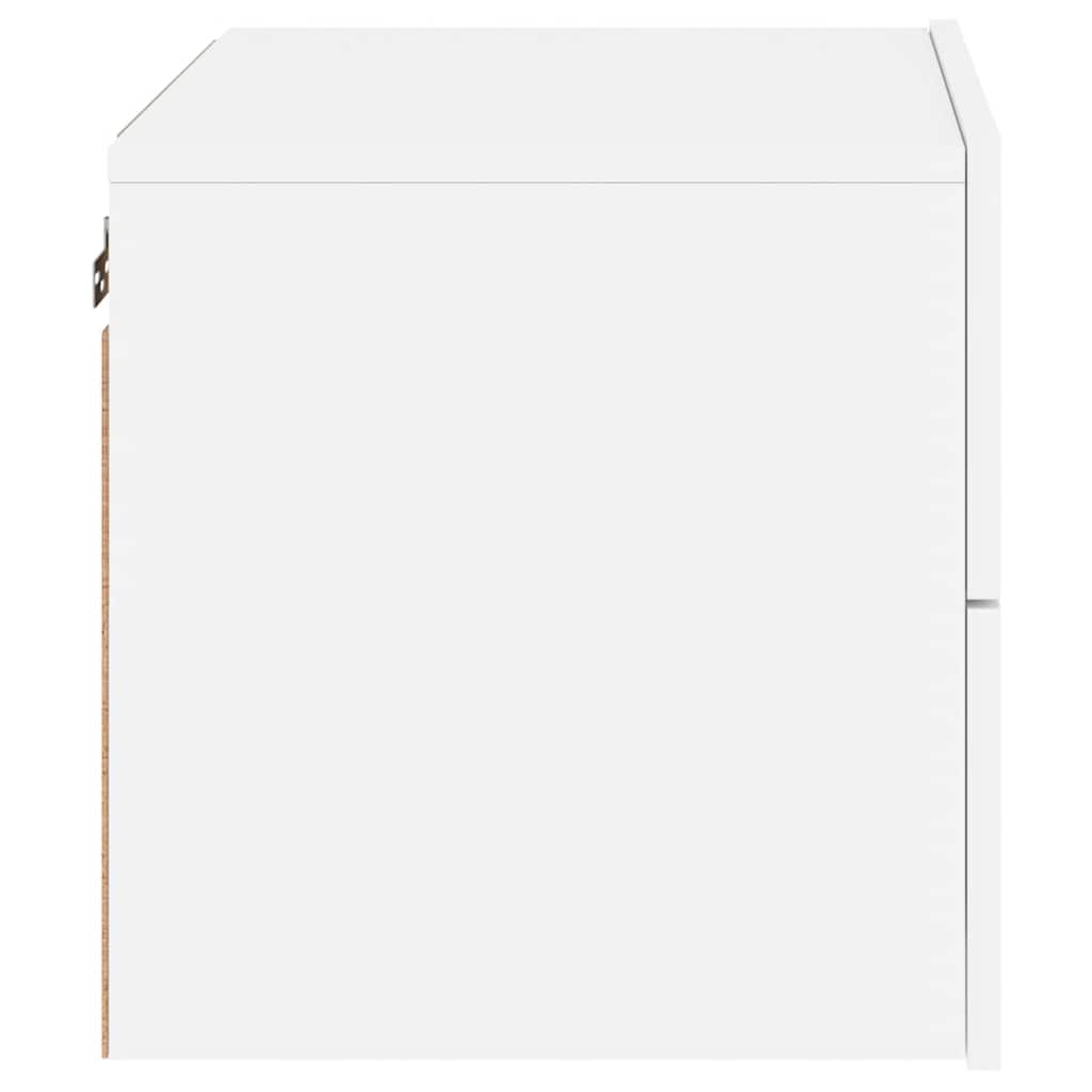 Mesas de cabeceira de parede com luzes LED 2 pcs branco