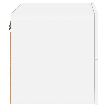 Mesas de cabeceira de parede com luzes LED 2 pcs branco