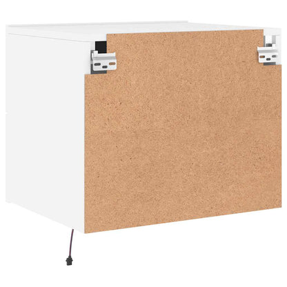 Mesas de cabeceira de parede com luzes LED 2 pcs branco