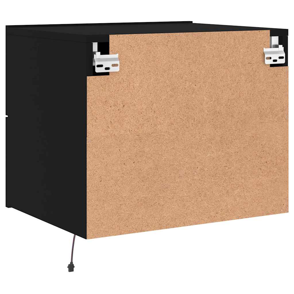 Mesa de cabeceira de parede com luzes LED preto