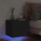 Mesa de cabeceira de parede com luzes LED preto