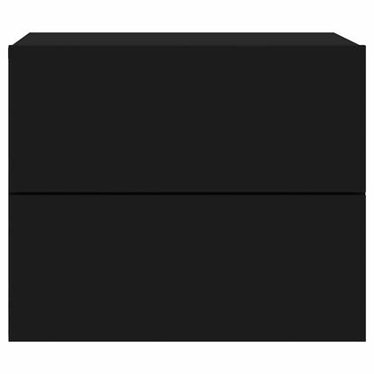 Mesas de cabeceira de parede com luzes LED 2 pcs preto