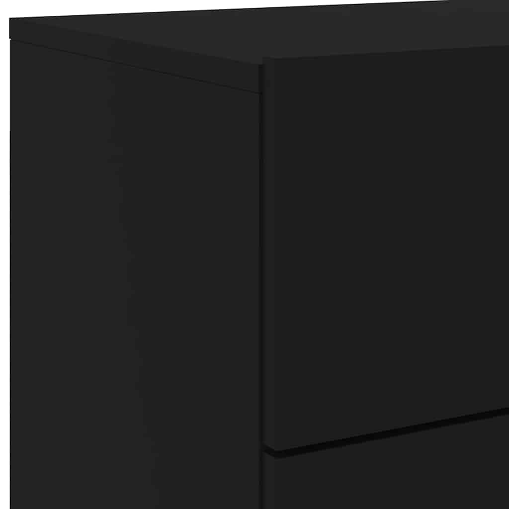 Mesas de cabeceira de parede com luzes LED 2 pcs preto