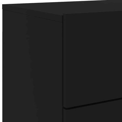 Mesas de cabeceira de parede com luzes LED 2 pcs preto