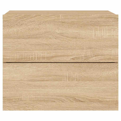 Mesa de cabeceira de parede com luzes LED carvalho sonoma