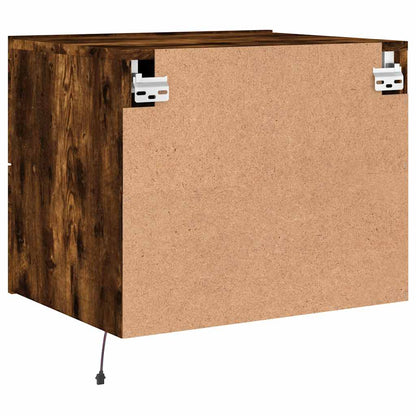 Mesas de cabeceira de parede com luzes LED 2pcs carvalho fumado