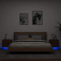 Mesas cabeceira de parede c/ luzes LED 2 pcs carvalho castanho