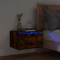 Mesa de cabeceira de parede com luzes LED carvalho fumado