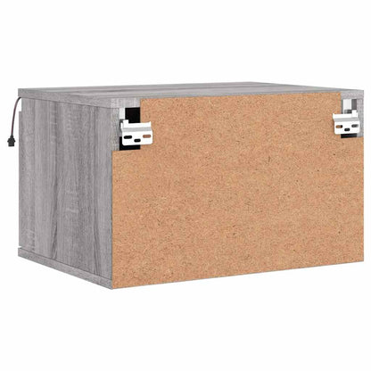 Mesas de cabeceira de parede com luzes LED 2pcs cinzento sonoma