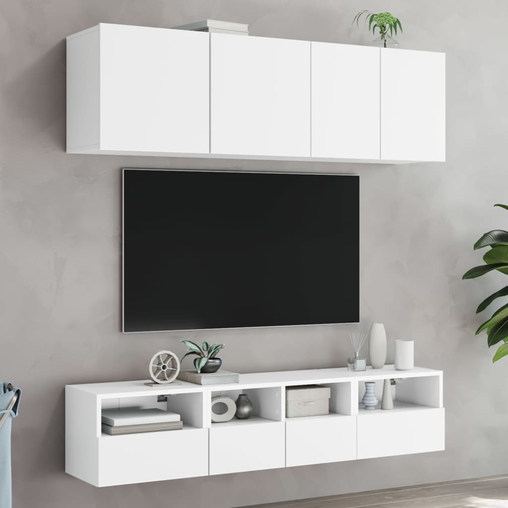 Móveis de parede p/ TV derivados madeira branco, 2pcs