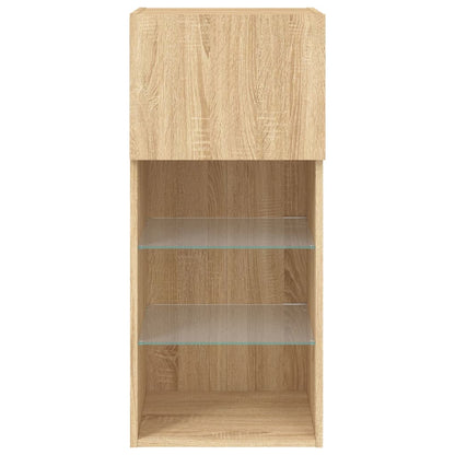 Móveis de TV com luzes LED 2 pcs 40,5x30x90 cm carvalho sonoma