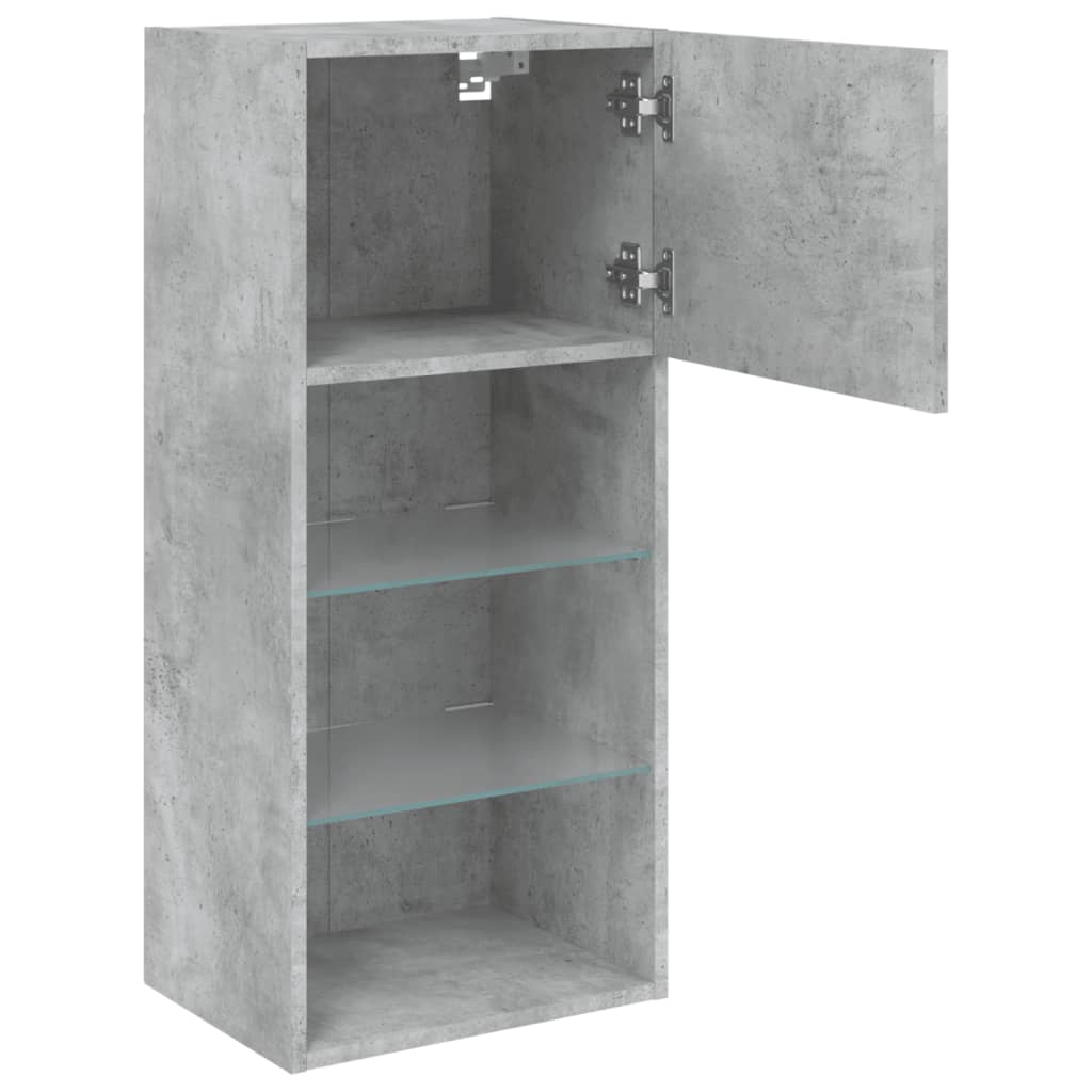 Móveis de TV com luzes LED 2 pcs 40,5x30x90 cm cinzento cimento