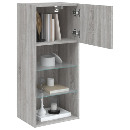 Móveis de TV com luzes LED 2 pcs 40,5x30x90 cm cinzento sonoma