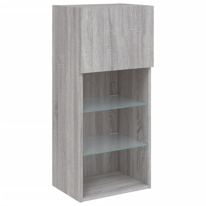 Móveis de TV com luzes LED 2 pcs 40,5x30x90 cm cinzento sonoma