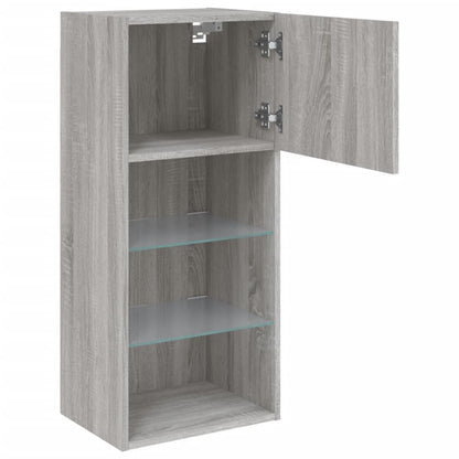Móveis de TV com luzes LED 2 pcs 40,5x30x90 cm cinzento sonoma