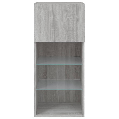 Móveis de TV com luzes LED 2 pcs 40,5x30x90 cm cinzento sonoma