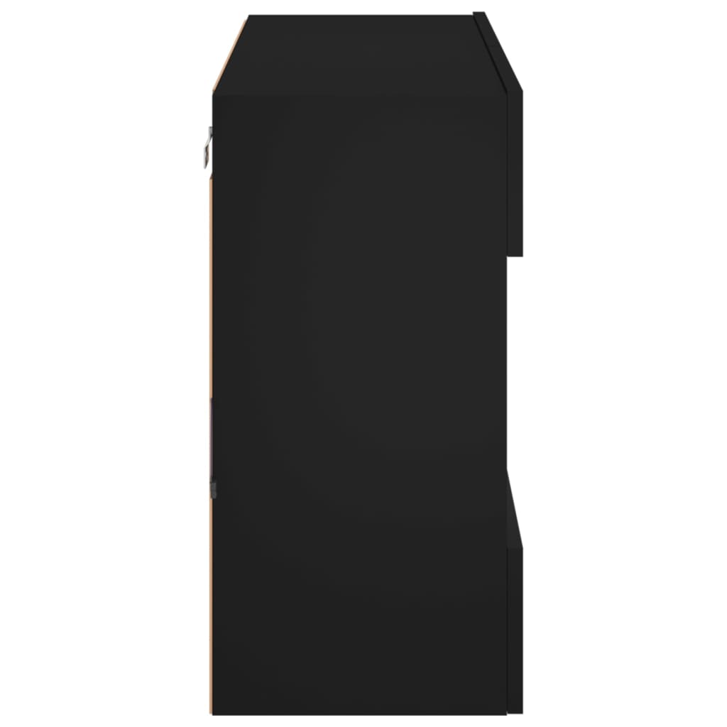 Móvel de parede para TV com luzes LED preto