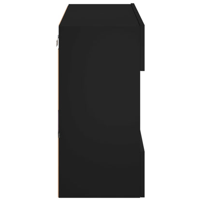 Móvel de parede para TV com luzes LED preto